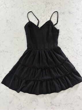 Hollister Black Smocked Tiered Mini Dress